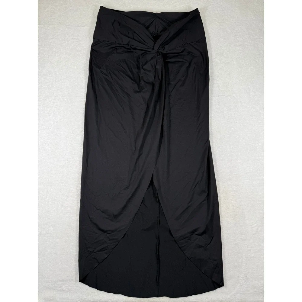 SKIMS Swim Twist Front Skirt Onyx Black Plus Size 3X Faux Wrap Cover Up Skirt